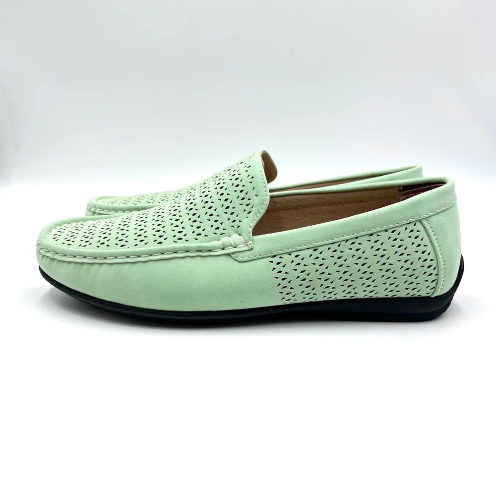 Stacy Adams Mens Size 7 Green Cicero Perf Moc Toe Slip On Driving Loafers‎ Shoes